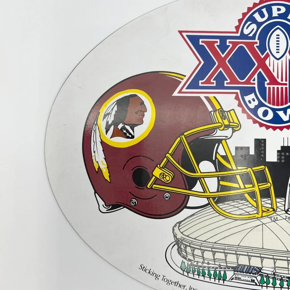 Vintage Super Bowl XXVI Large Magnet Washington Redskins vs Buffalo Bills 1992